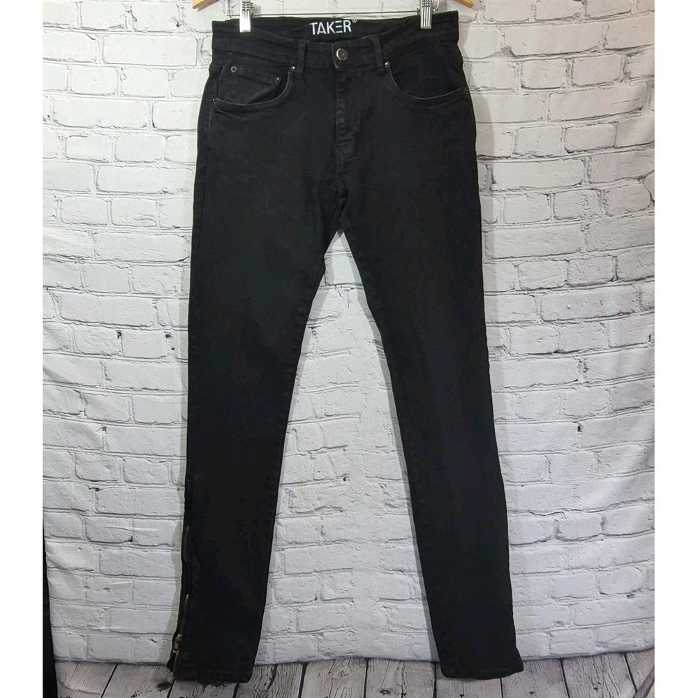Taker Men's Jeans Black Size 32 X 36 Zippers to Widen Legs